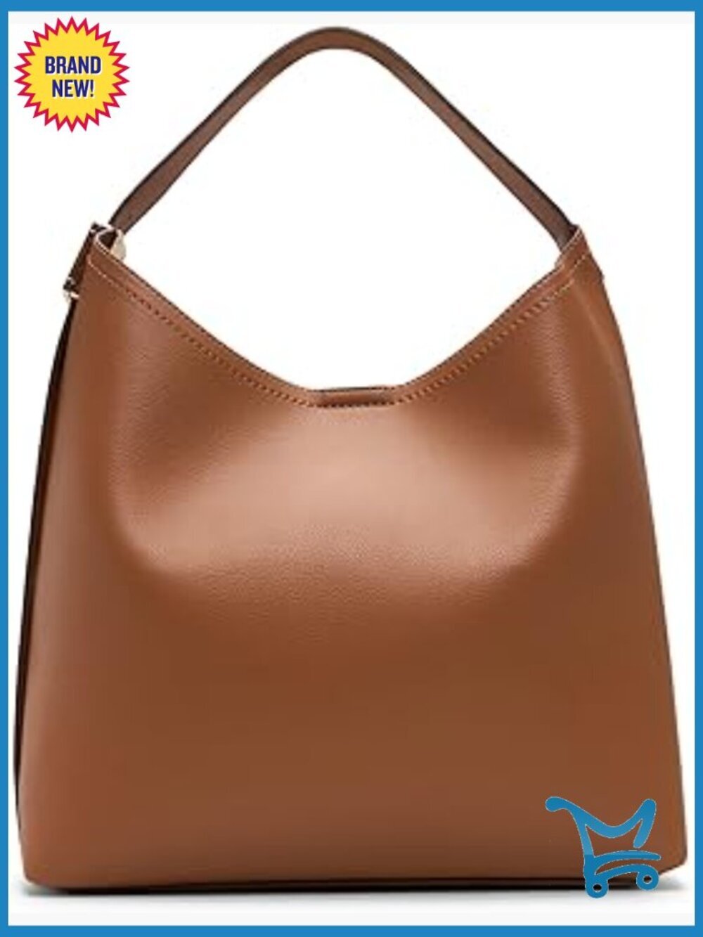 Large Hobo Shoulder Bag, Polyurethane, Roomy Satchel with Snap Closure